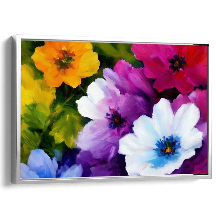 Colorful Brushstroke Garden Dance: Vivid Impressionist Blossoms Canvas Art