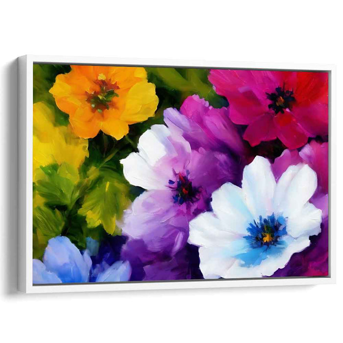 Colorful Brushstroke Garden Dance: Vivid Impressionist Blossoms Canvas Art