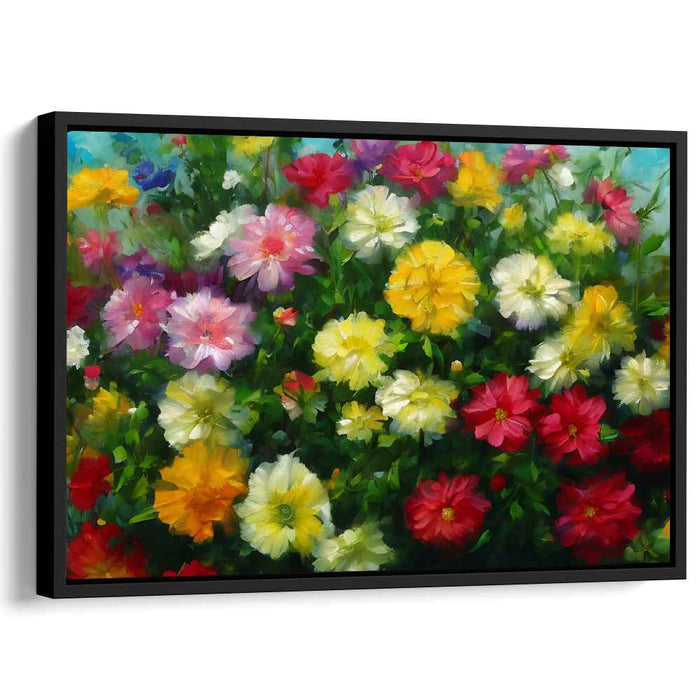 Blossom Burst in Colors: Impressionistic Vibrant Floral Canvas Art Print