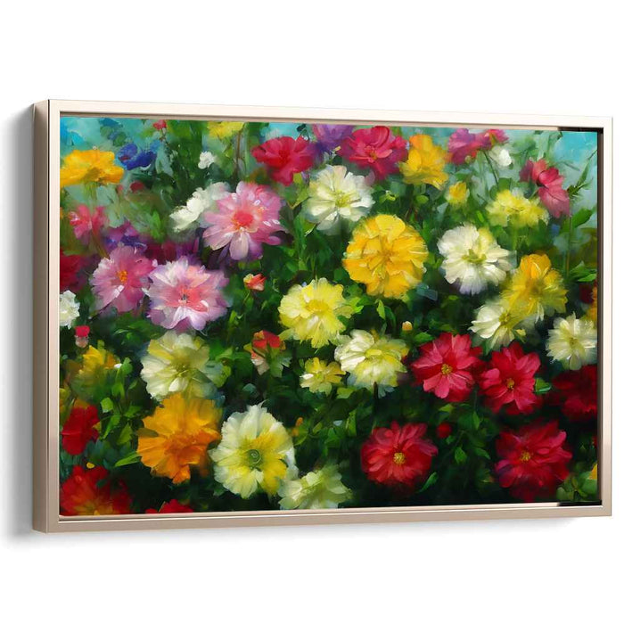 Blossom Burst in Colors: Impressionistic Vibrant Floral Canvas Art Print