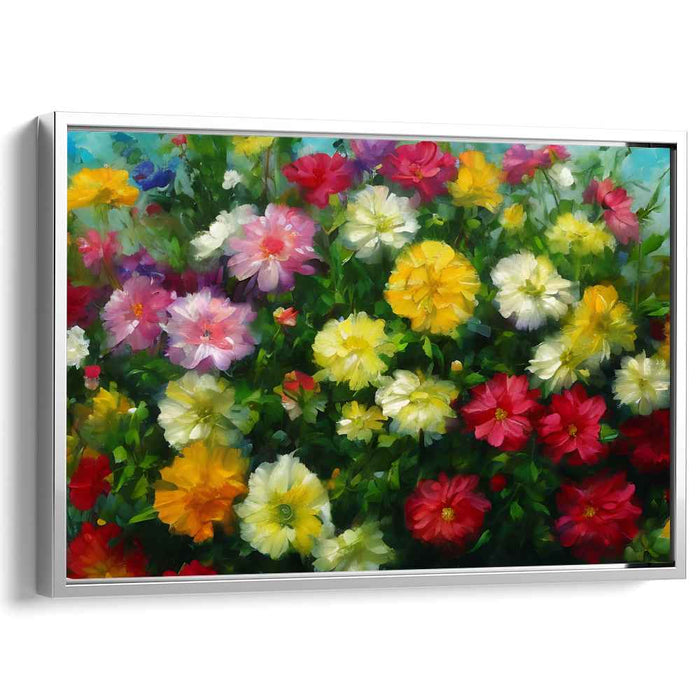 Blossom Burst in Colors: Impressionistic Vibrant Floral Canvas Art Print