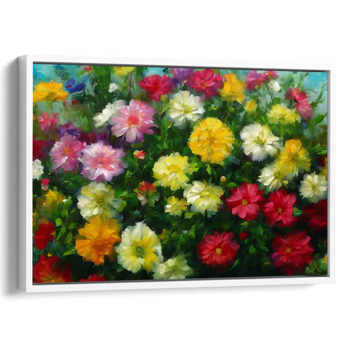 Blossom Burst in Colors: Impressionistic Vibrant Floral Canvas Art Print