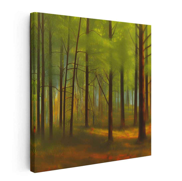 Ethereal Woodland Reverie: Luminous Forestscape Canvas Art