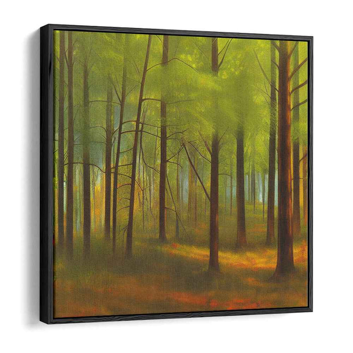 Ethereal Woodland Reverie: Luminous Forestscape Canvas Art