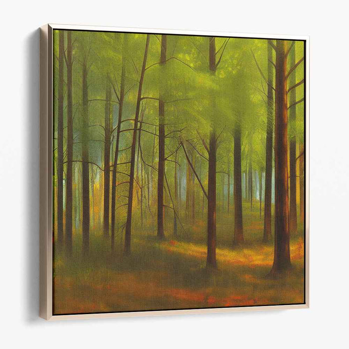 Ethereal Woodland Reverie: Luminous Forestscape Canvas Art