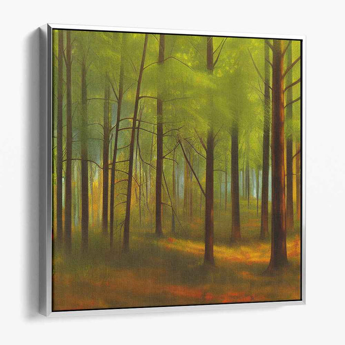 Ethereal Woodland Reverie: Luminous Forestscape Canvas Art