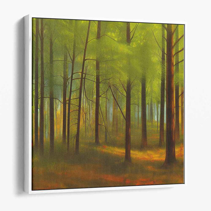 Ethereal Woodland Reverie: Luminous Forestscape Canvas Art