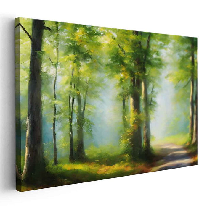 Love Among Trees: Romantic Forest Pathway Canvas Art Print
