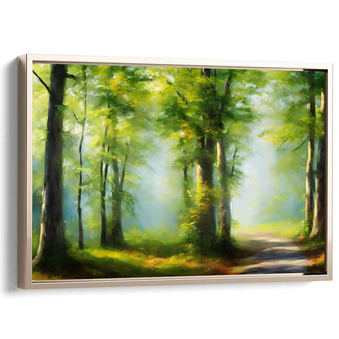 Love Among Trees: Romantic Forest Pathway Canvas Art Print