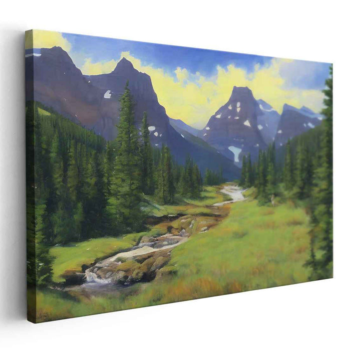 Whispers Of Nature's Elegance: Lush Landscape and Serene Streams Canvas Art