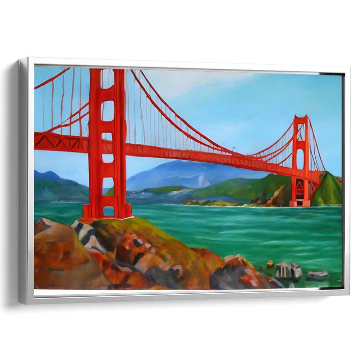 Gatekeeper's Realm: Vibrant Landscape Canvas Art of Golden Gate
