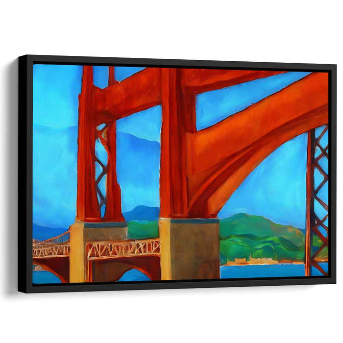 Iconic Structure: Vibrant Golden Gate Bridge Close-Up Canvas Art Print