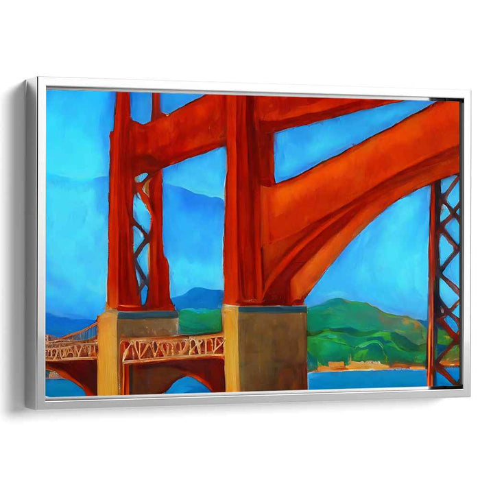 Iconic Structure: Vibrant Golden Gate Bridge Close-Up Canvas Art Print