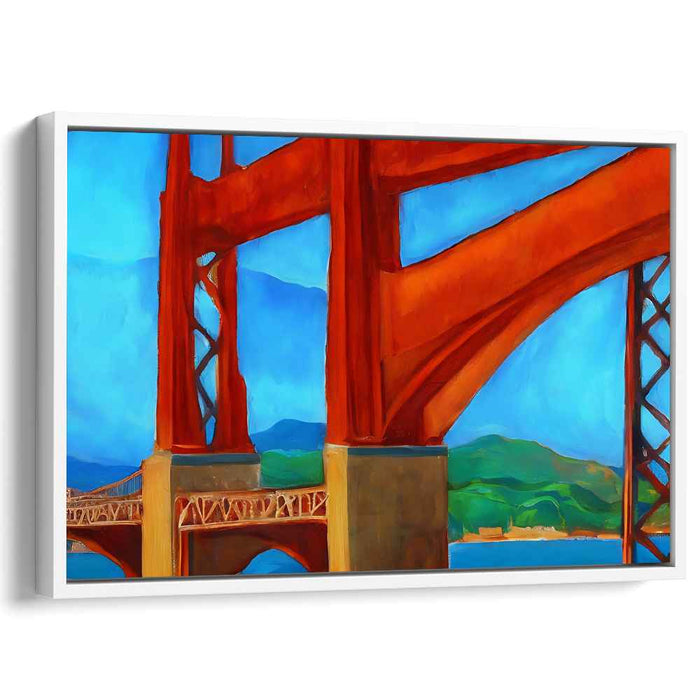 Iconic Structure: Vibrant Golden Gate Bridge Close-Up Canvas Art Print