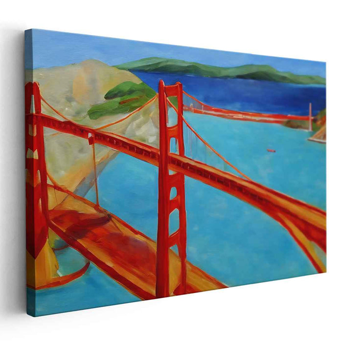 Majestic View: Golden Gate Bridge in Bold Colors Canvas Art Print