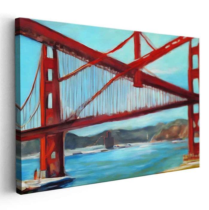 Surreal Beam Crossing: Realistic Impressionist Bridge Canvas Art Print