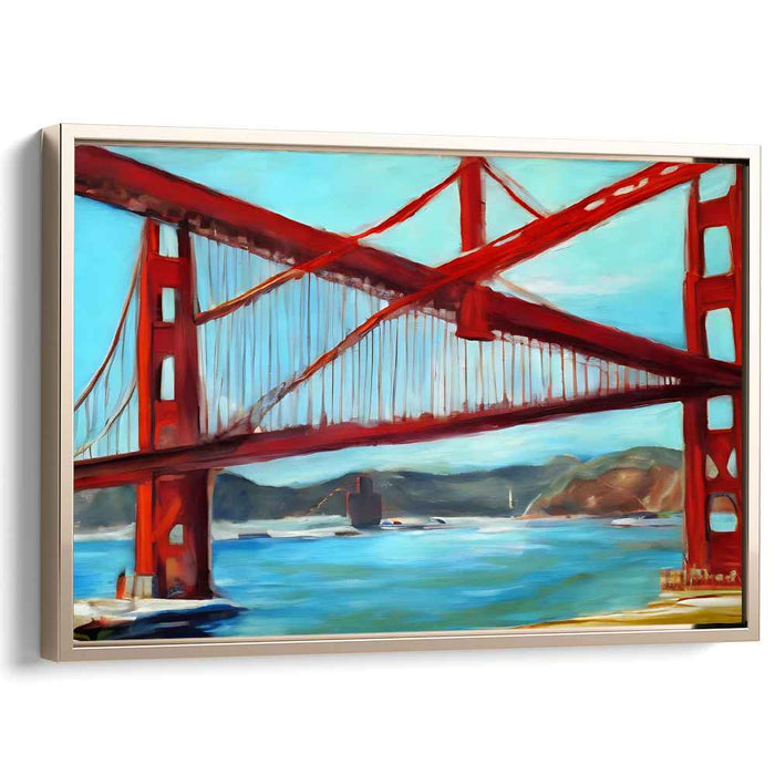 Surreal Beam Crossing: Realistic Impressionist Bridge Canvas Art Print