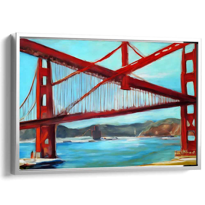 Surreal Beam Crossing: Realistic Impressionist Bridge Canvas Art Print