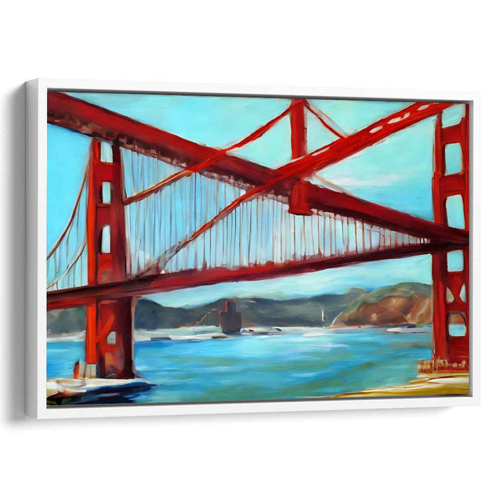 Surreal Beam Crossing: Realistic Impressionist Bridge Canvas Art Print