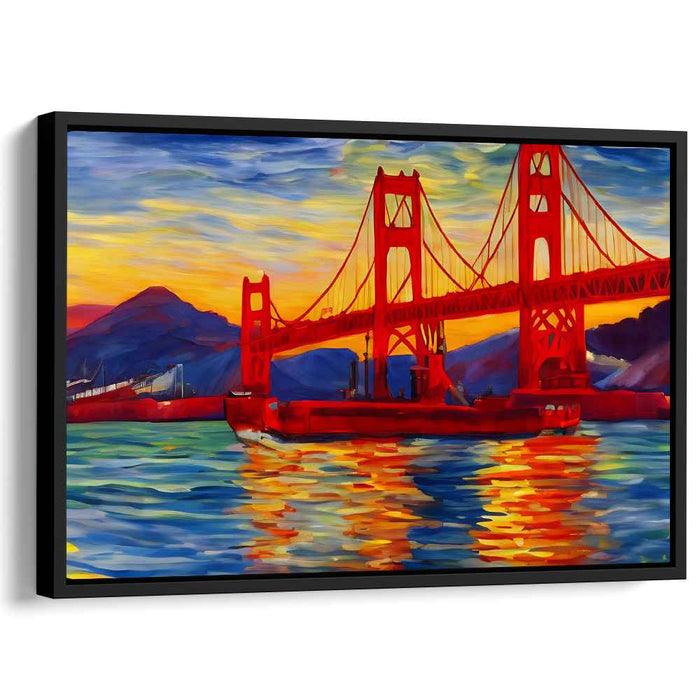 Golden Gate Sunset: Vibrant Impressionist Canvas Art Print