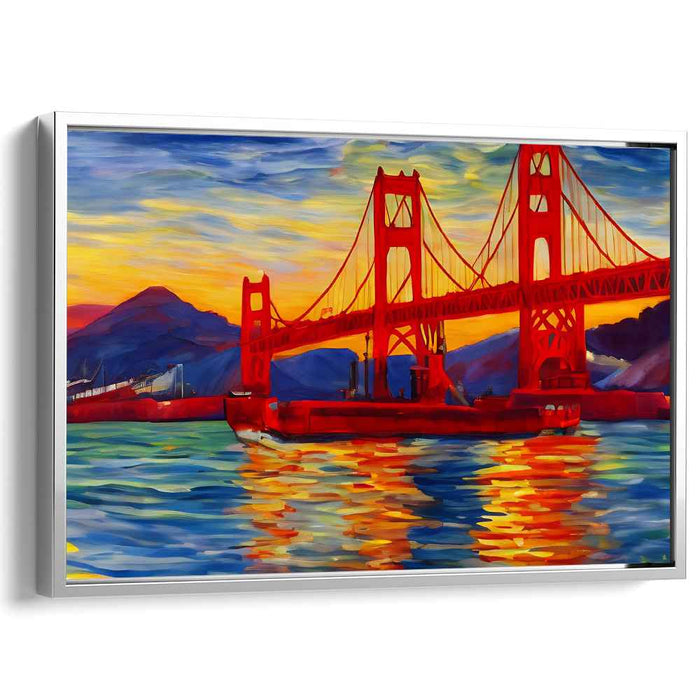Golden Gate Sunset: Vibrant Impressionist Canvas Art Print