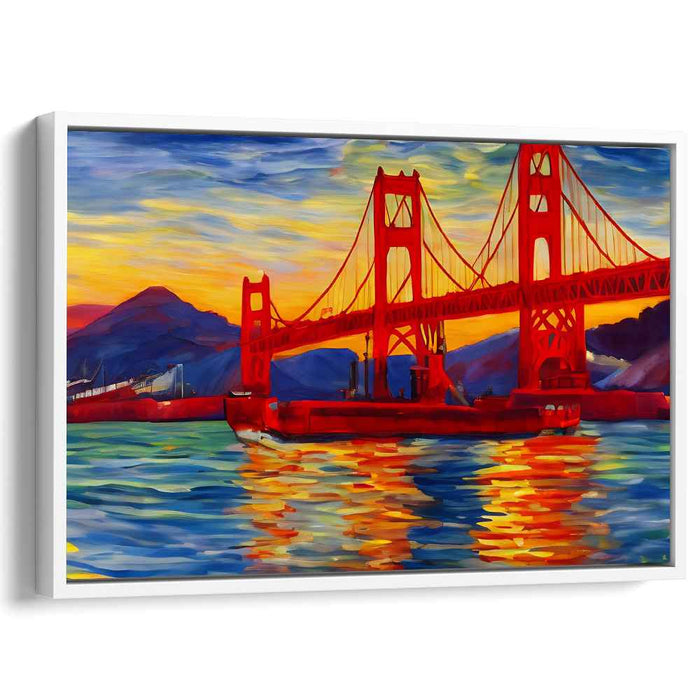 Golden Gate Sunset: Vibrant Impressionist Canvas Art Print