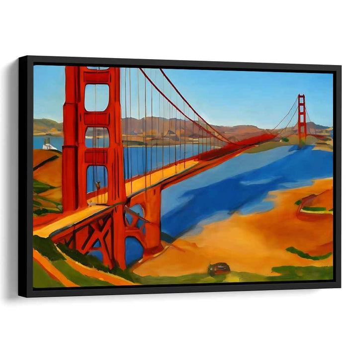 Urban Spectrum Bursting Through: Vibrant San Francisco Bridge Canvas Art Print