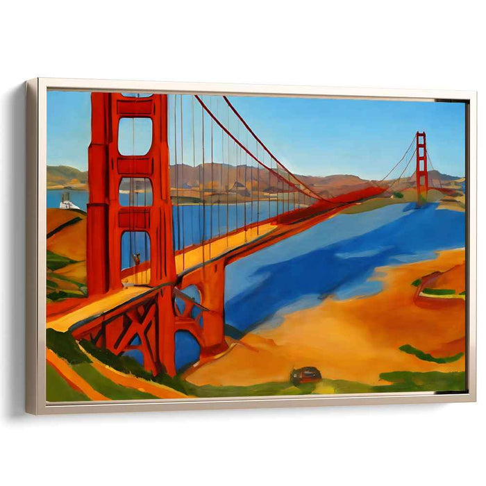 Urban Spectrum Bursting Through: Vibrant San Francisco Bridge Canvas Art Print
