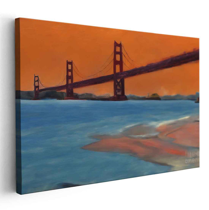 Ember Bridge Brilliance: Golden Gate Bridge in Fiery Hues Canvas Art Print