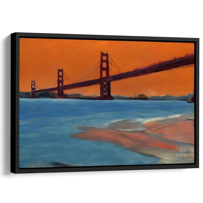 Ember Bridge Brilliance: Golden Gate Bridge in Fiery Hues Canvas Art Print