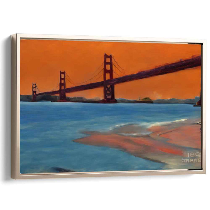 Ember Bridge Brilliance: Golden Gate Bridge in Fiery Hues Canvas Art Print