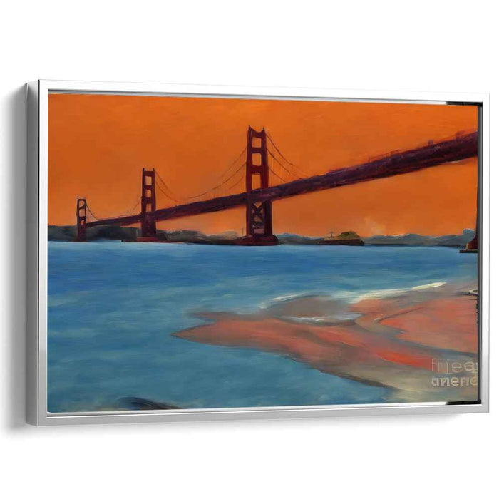 Ember Bridge Brilliance: Golden Gate Bridge in Fiery Hues Canvas Art Print