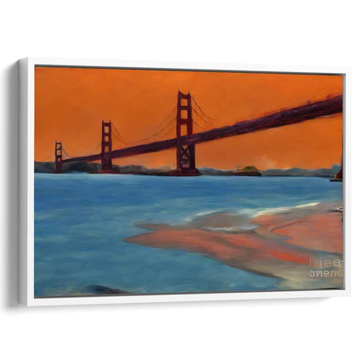 Ember Bridge Brilliance: Golden Gate Bridge in Fiery Hues Canvas Art Print