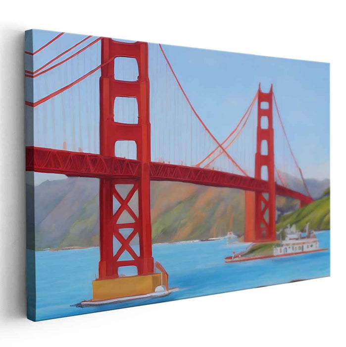 Brushstrokes of Reality: Realistic Bridge and Landscape Canvas Art Print