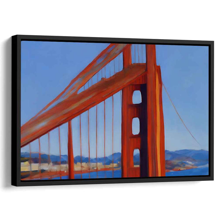 Golden Radiance Echoes Softly: Realistic Impressionist Painting of the Golden Gate Bridge on Canvas