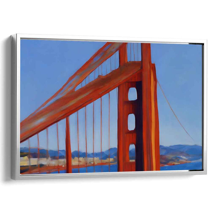 Golden Radiance Echoes Softly: Realistic Impressionist Painting of the Golden Gate Bridge on Canvas