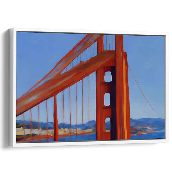 Golden Radiance Echoes Softly: Realistic Impressionist Painting of the Golden Gate Bridge on Canvas