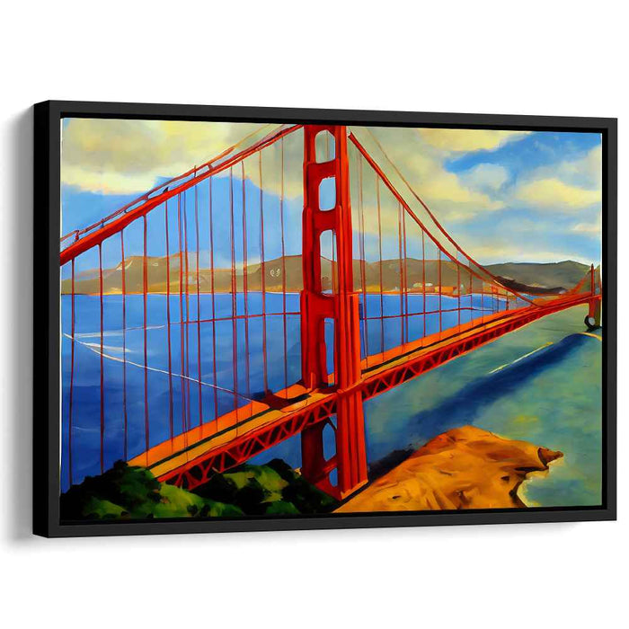 Golden Arch Spectrum: Golden Gate Bridge in Vibrant Colors Canvas Art Print