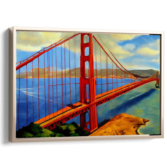 Golden Arch Spectrum: Golden Gate Bridge in Vibrant Colors Canvas Art Print