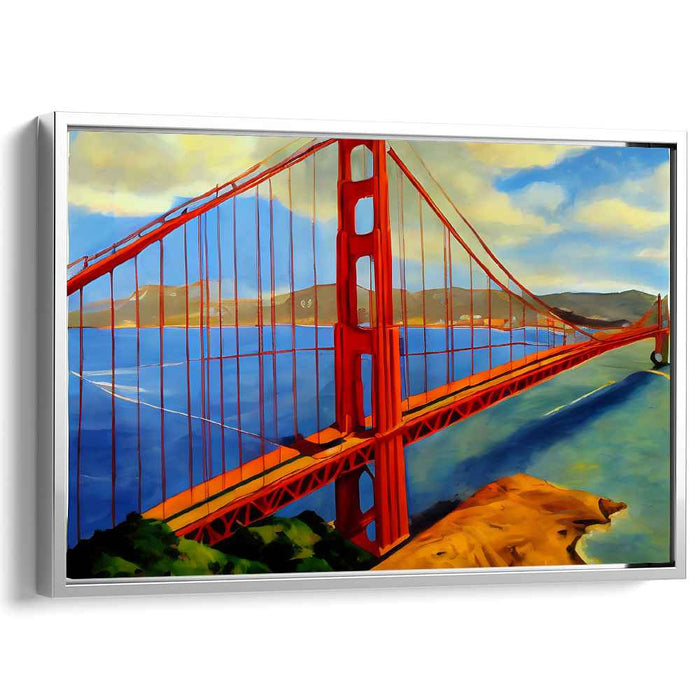 Golden Arch Spectrum: Golden Gate Bridge in Vibrant Colors Canvas Art Print