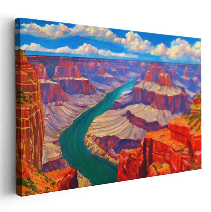 Painted Horizon Whispers: Vivid Grand Canyon Landscape Canvas Art Print