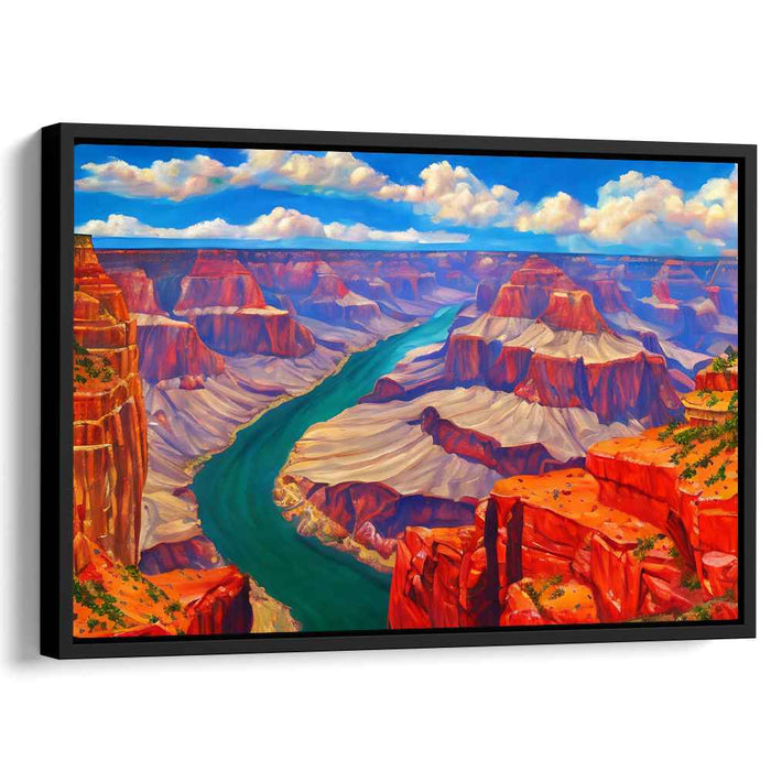 Painted Horizon Whispers: Vivid Grand Canyon Landscape Canvas Art Print
