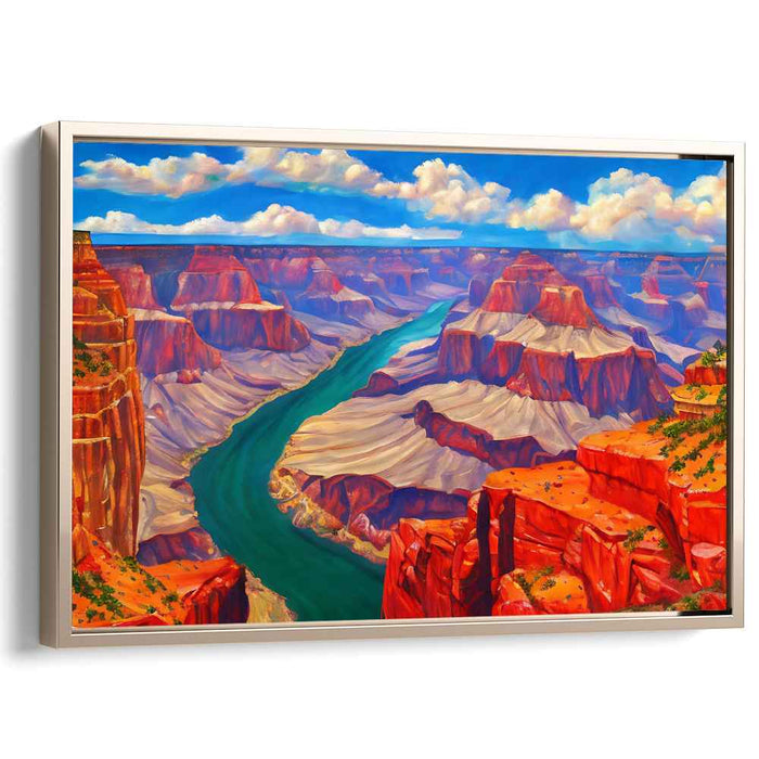 Painted Horizon Whispers: Vivid Grand Canyon Landscape Canvas Art Print