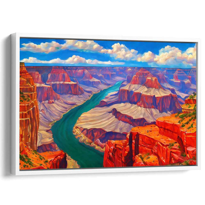 Painted Horizon Whispers: Vivid Grand Canyon Landscape Canvas Art Print