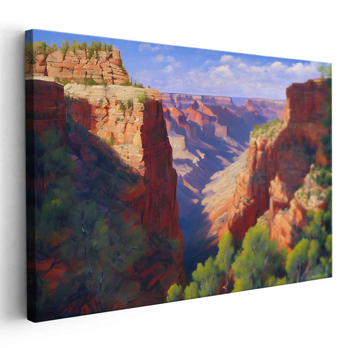 Canyon Grandeur: Realistic Landscape Canvas Art of Majestic Cliffs and Blue Sky