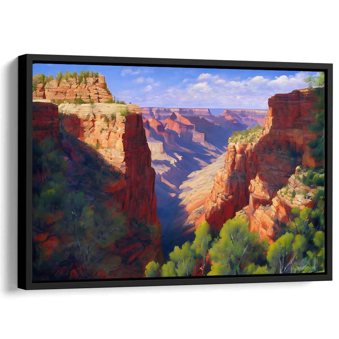 Canyon Grandeur: Realistic Landscape Canvas Art of Majestic Cliffs and Blue Sky