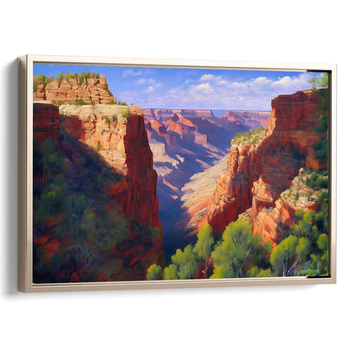 Canyon Grandeur: Realistic Landscape Canvas Art of Majestic Cliffs and Blue Sky