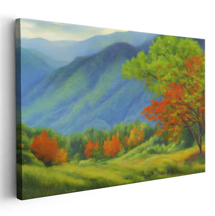 Enchanted Emerald Horizon: Lush Landscape Canvas Art