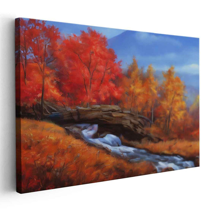 Enchanted Leaves Dance Dream: Vibrant Fall Foliage Landscape Canvas Art Print