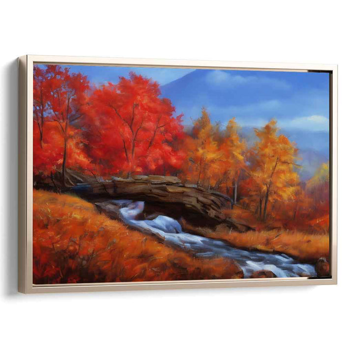 Enchanted Leaves Dance Dream: Vibrant Fall Foliage Landscape Canvas Art Print